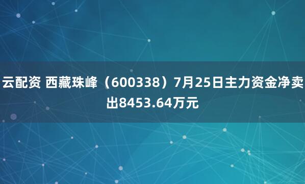 云配资 西藏珠峰（600338）7月25日主力资金净卖出8453.64万元